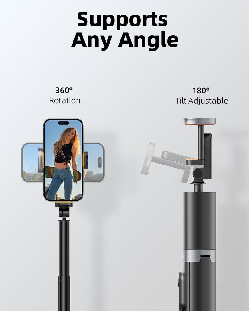 TODI 63" Cell Phone Selfie Stick Tripod, Portable Tripod for iPhone with Wireless Remote, Extendable Smartphone Stand, All-in-1, Compatible with iPhone/Android - Image 4